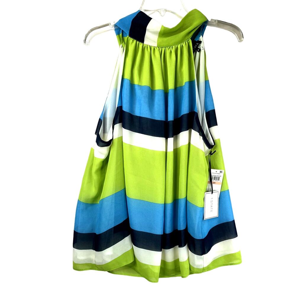 NWT 1. State sleeveless halter neck top in Maui Bold Lime, size 2X